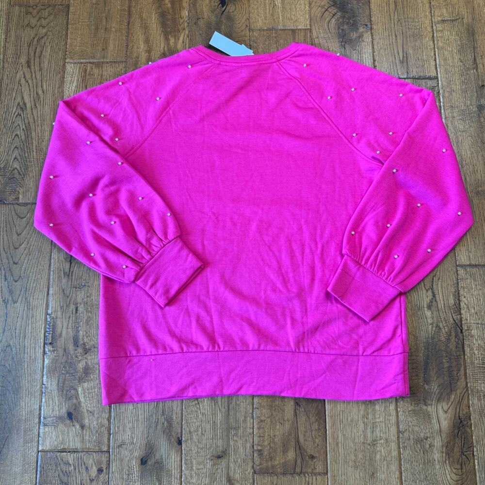 Crown & Ivy Hot Pink 2 Piece Sweat Set Sweatshirt & Pants Size L Women's - Picture 12 of 12